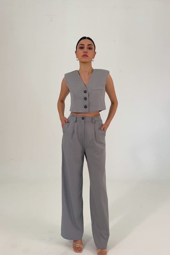 VEST-TROUSER SUIT - GRAY