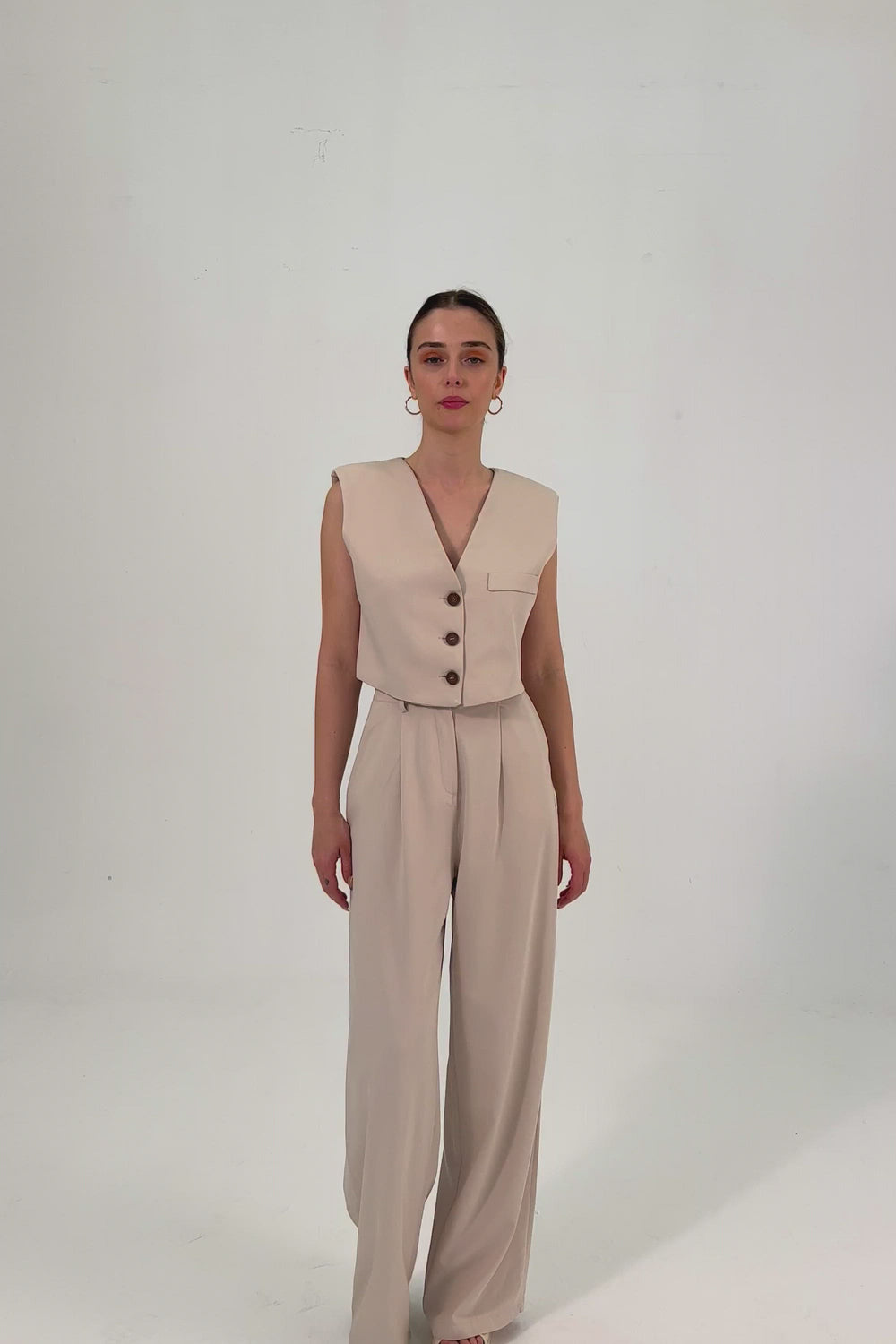 VEST-TROUSER SUIT - STONE