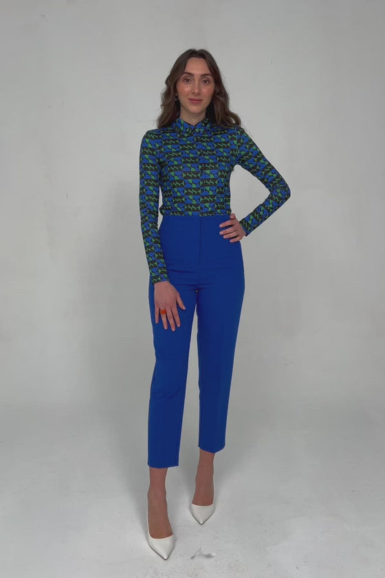 Blauwe broek met platte voorkant