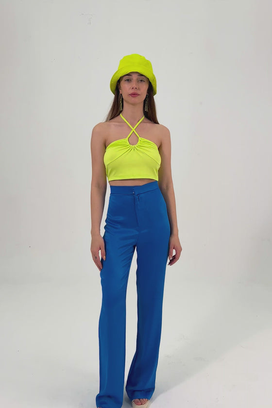 Crop top à bretelles fines - Jaune Fluo