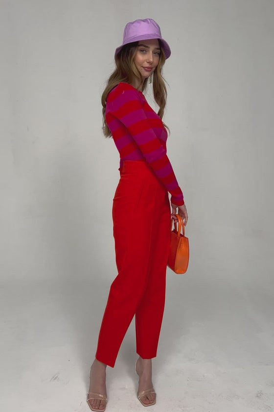 Thick Striped Bag Collar Orange Pink