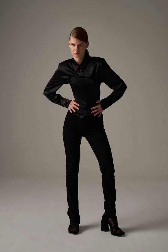 Trousers With Split Legs - Black