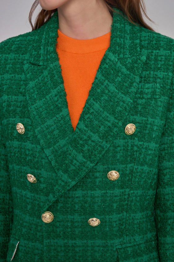 Double Breasted Collar Tweed Jacket