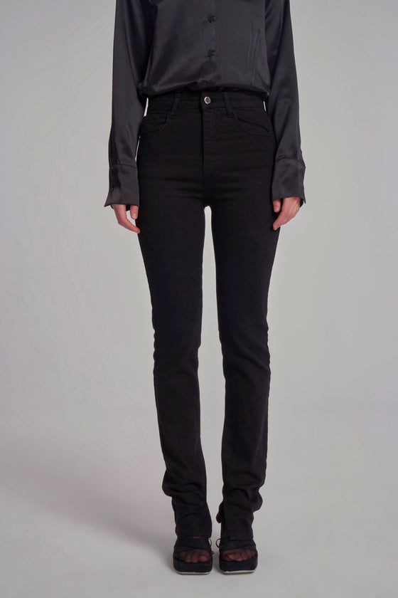 Trousers With Split Legs - Black