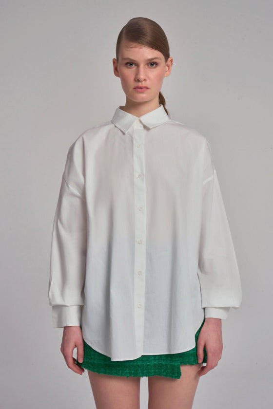 Oversized Shirt Met Schoudervullingen - Wit