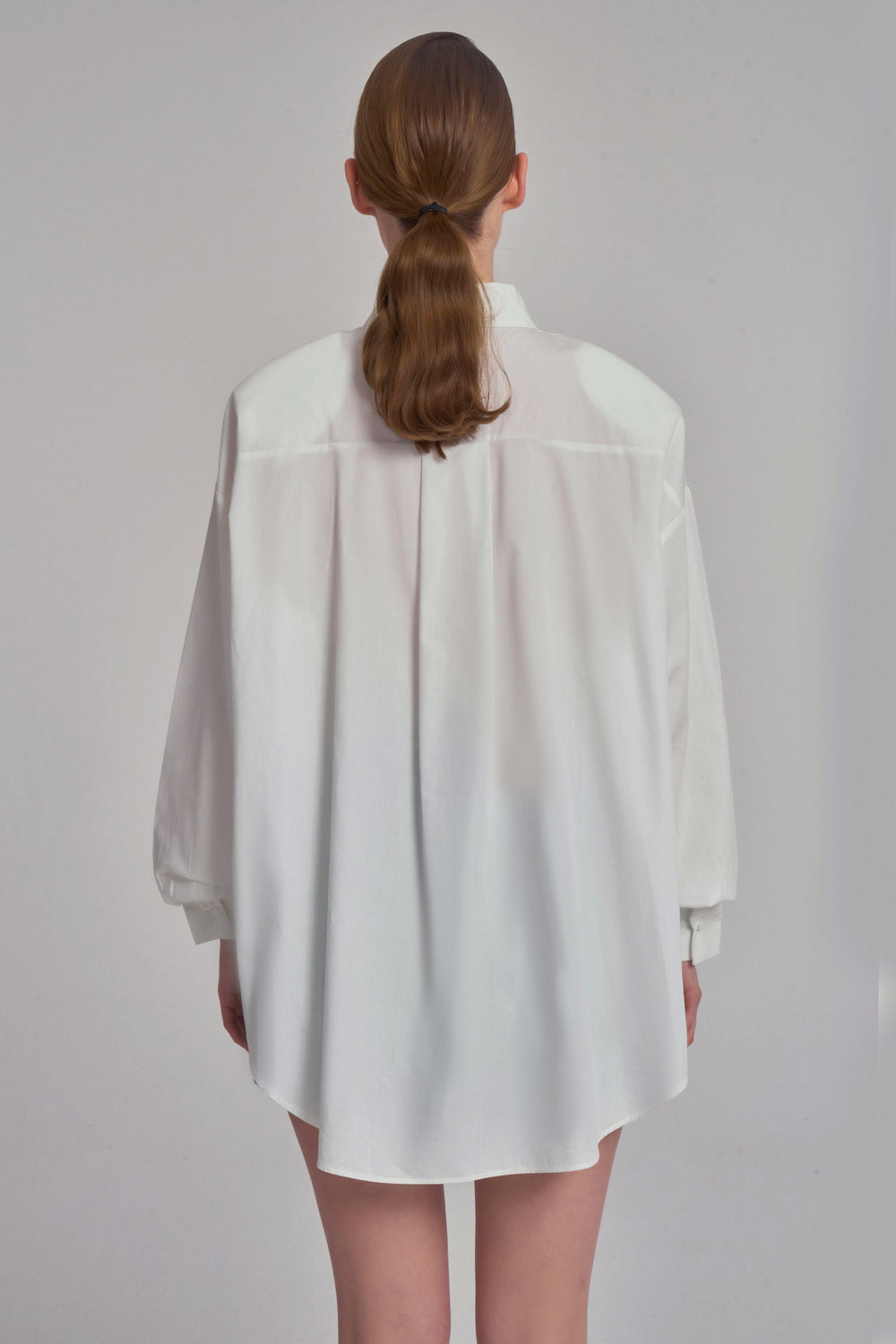 Oversized Shirt Met Schoudervullingen - Wit