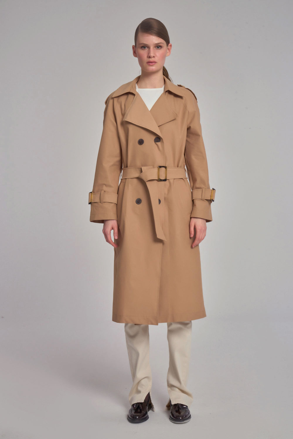 Trenchcoat met riem - Camel