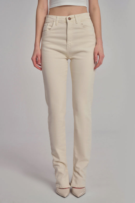 Trousers With Split Legs - Cream