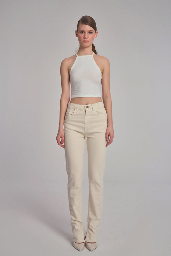 Trousers With Split Legs - Cream