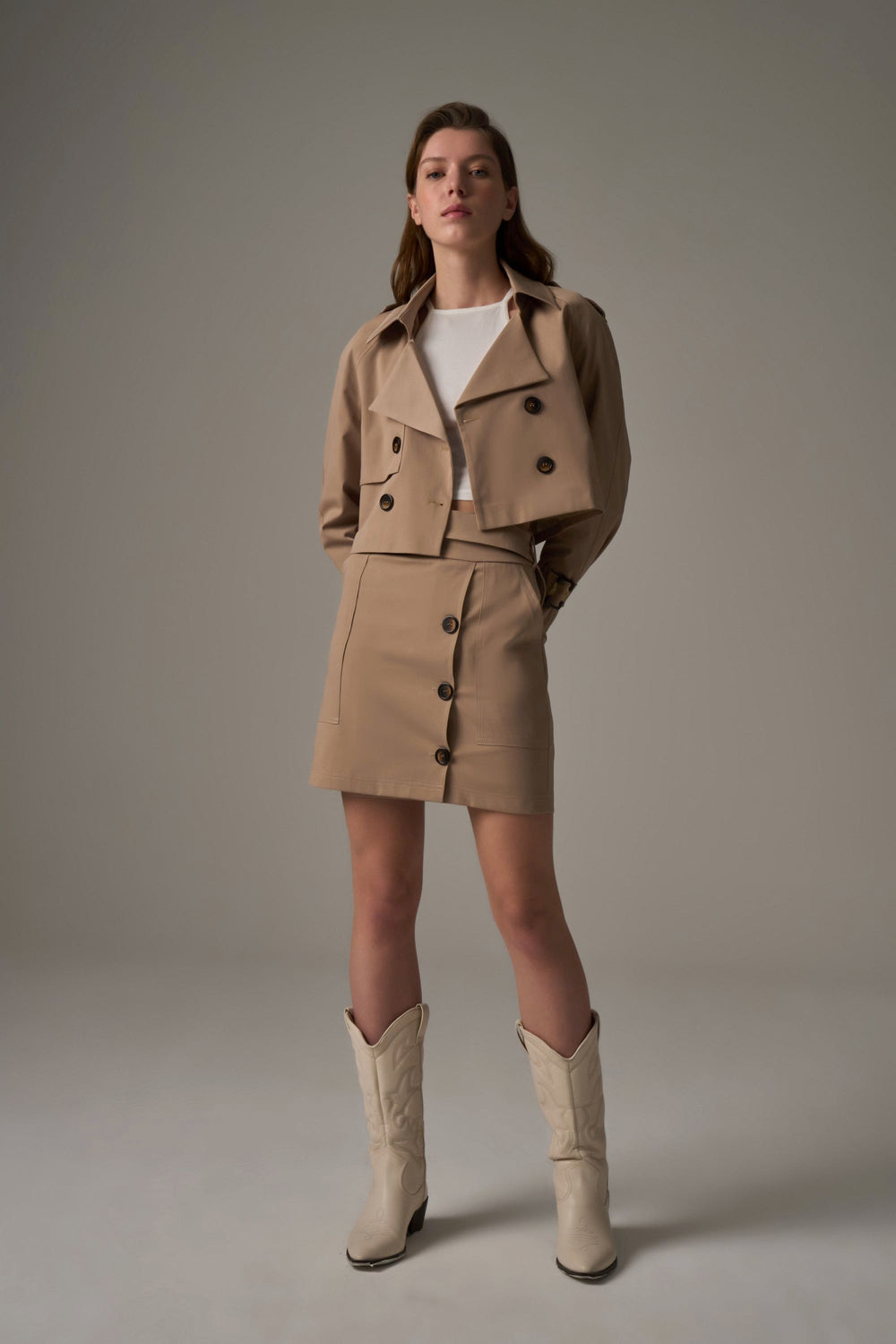 Korte trenchcoat - Beige