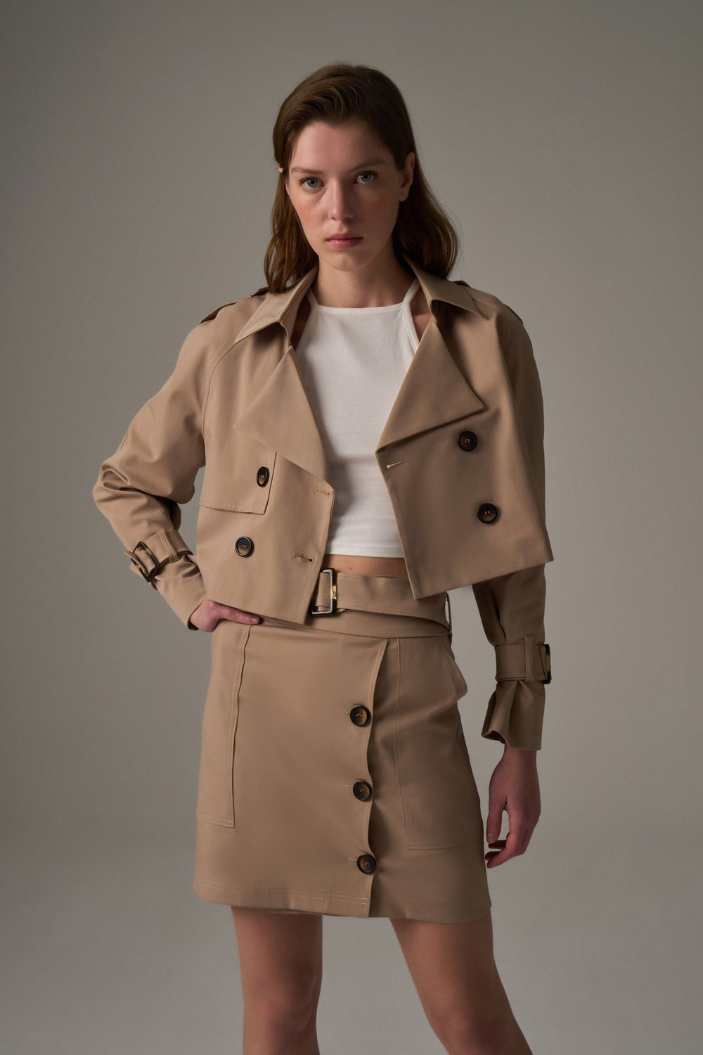 Rok met knopen - Beige