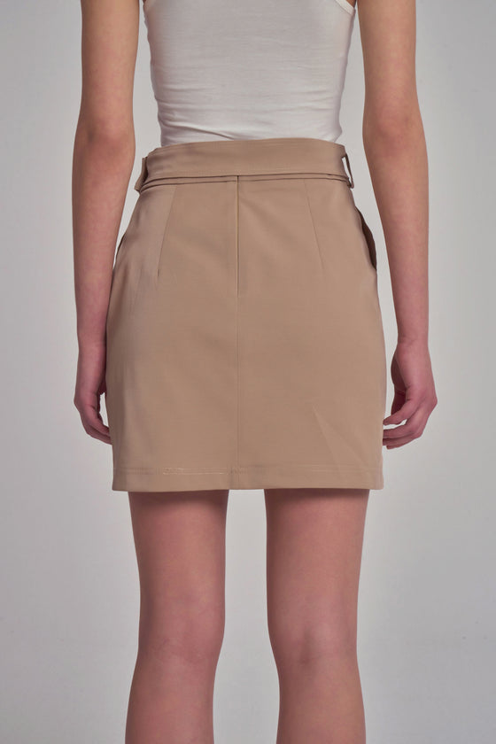 Button Front Skirt - Beige