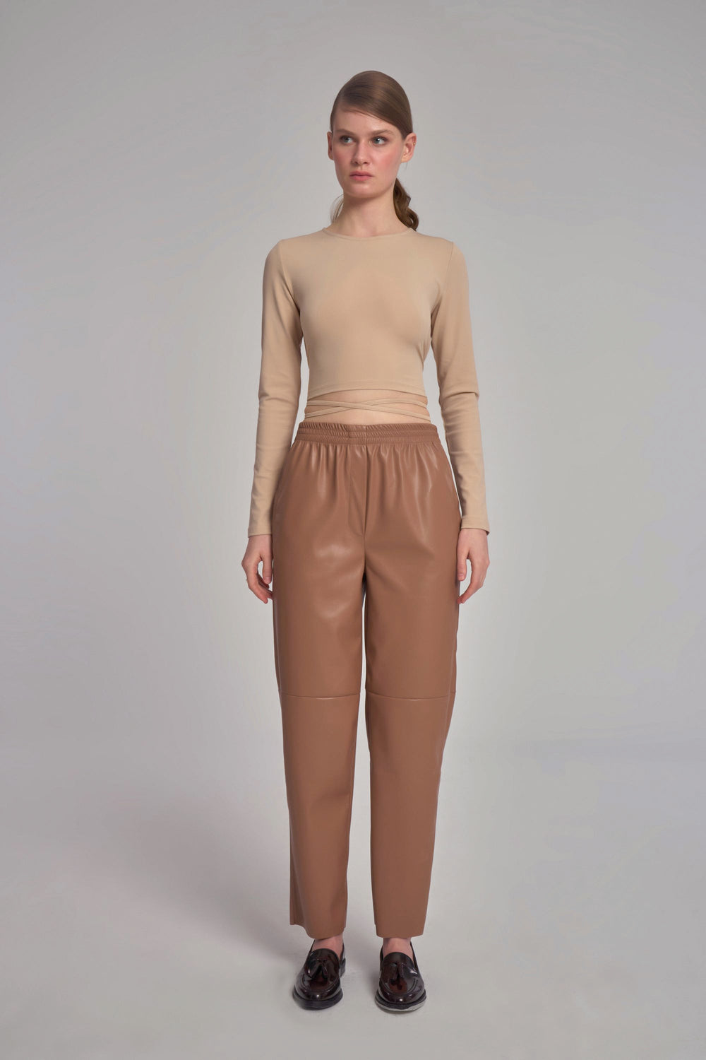 Pantalon en cuir - Marron