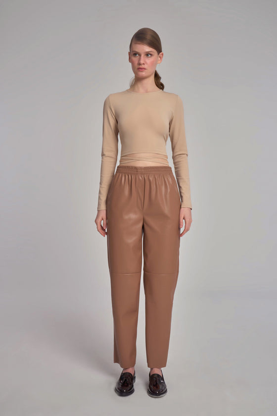 Pantalon en cuir - Marron