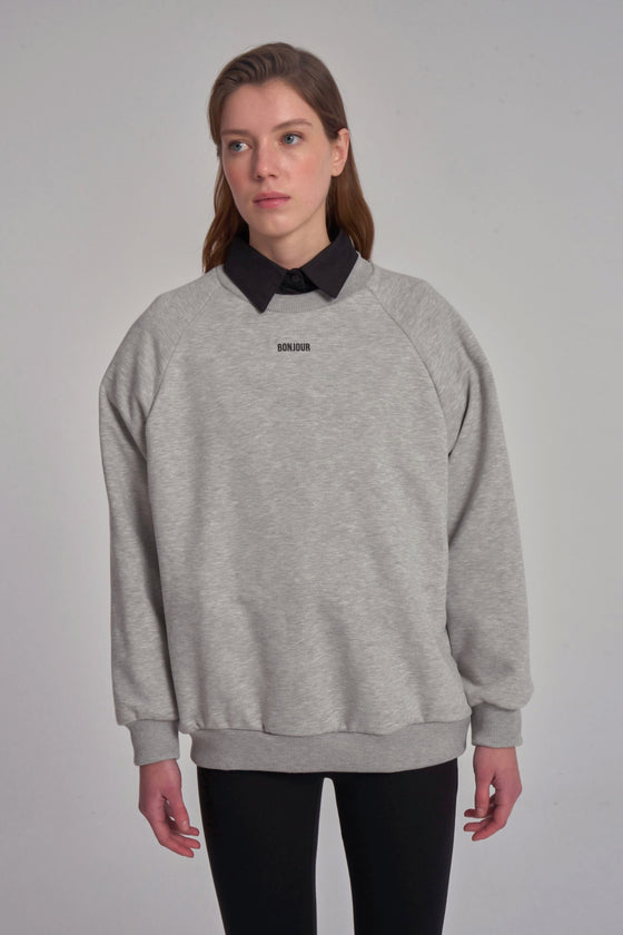 Sweat-shirt imprimé "Bonjour"