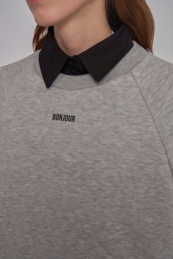 Sweat-shirt imprimé "Bonjour"