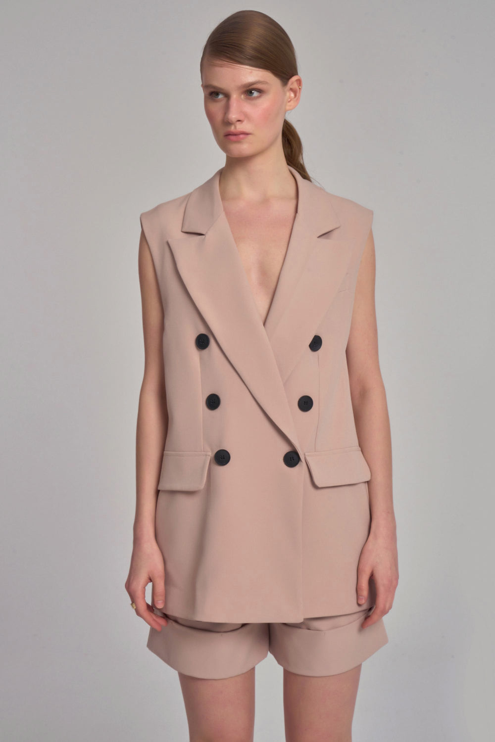 Veste Blazer Sans Manches - Beige