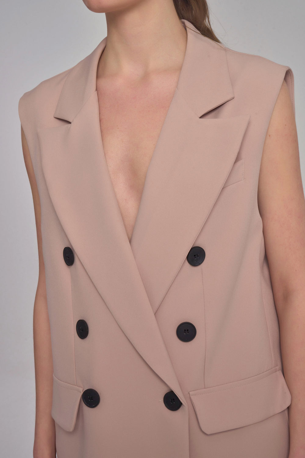 Double Breasted Collar Jacket - Beige