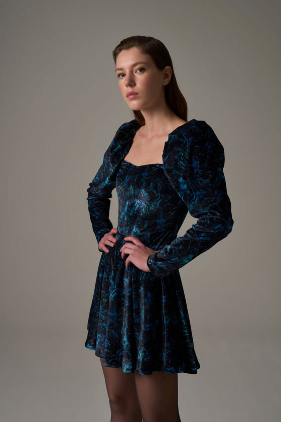 Corset Patterned Velvet Dress