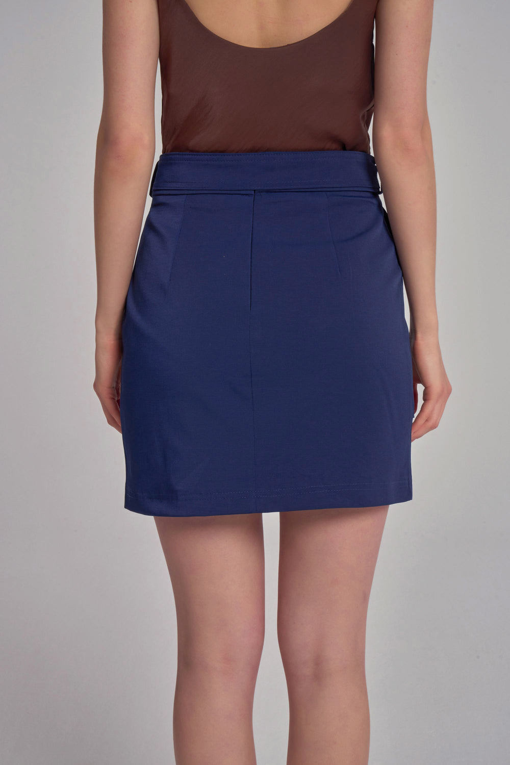 Button Front Skirt - Dark Blue