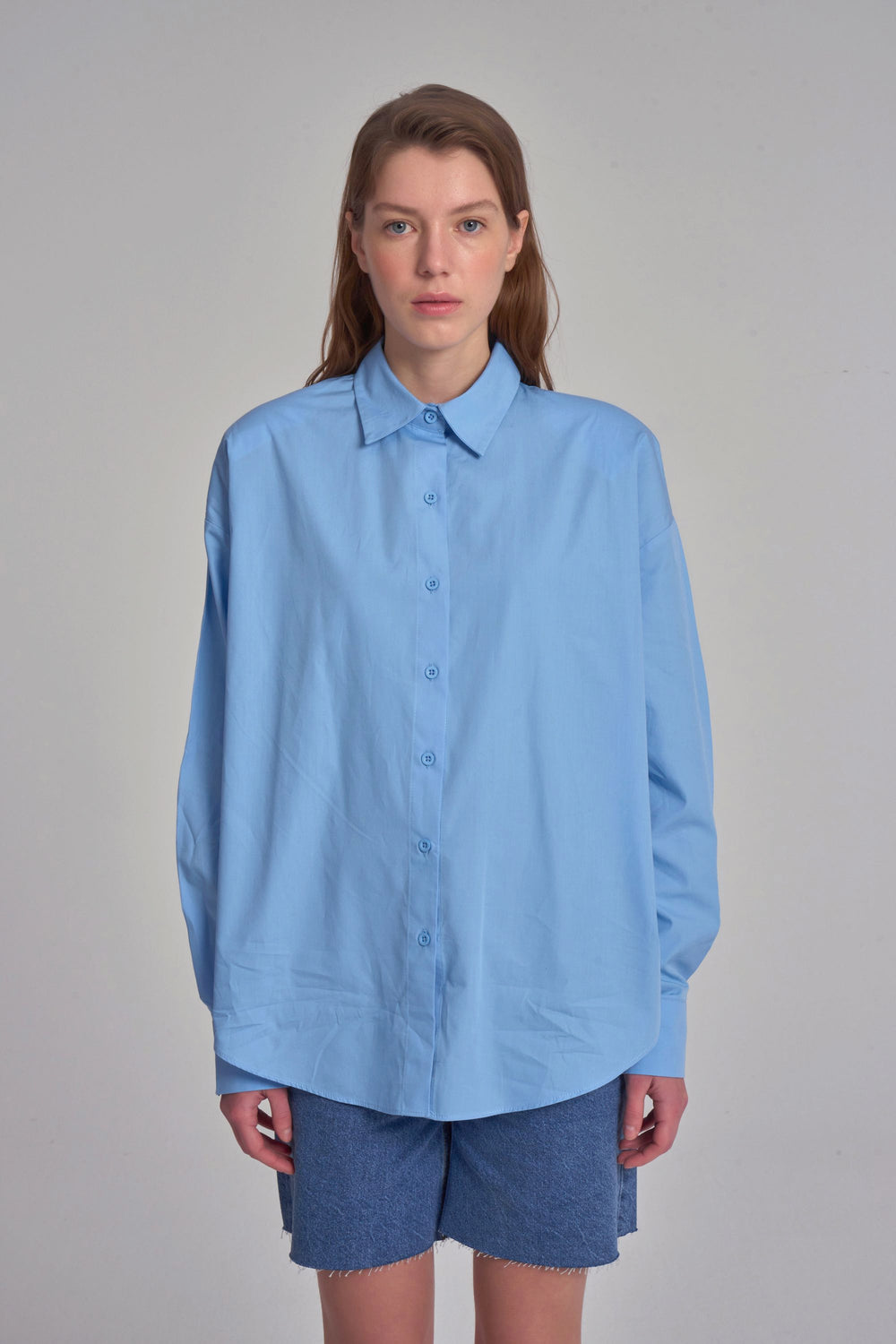 Padded Oversized Shirt - Blue