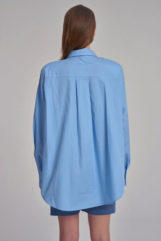 Padded Oversized Shirt - Blue