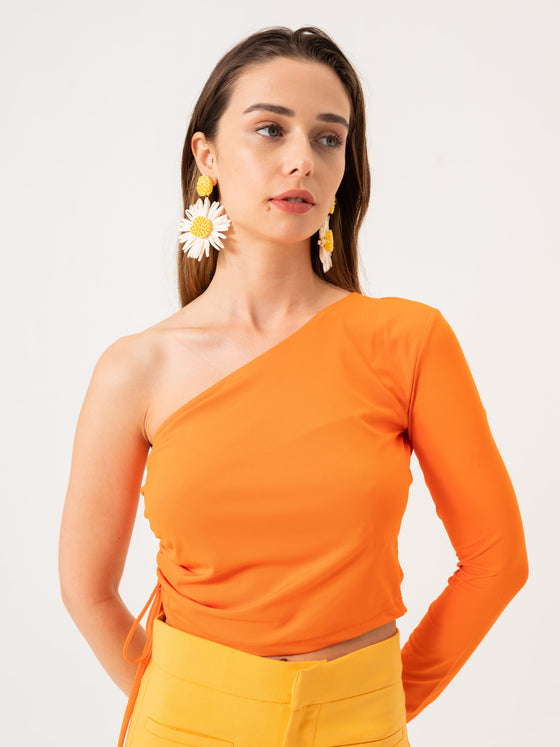 Slash Shoulder Blouse - Orange