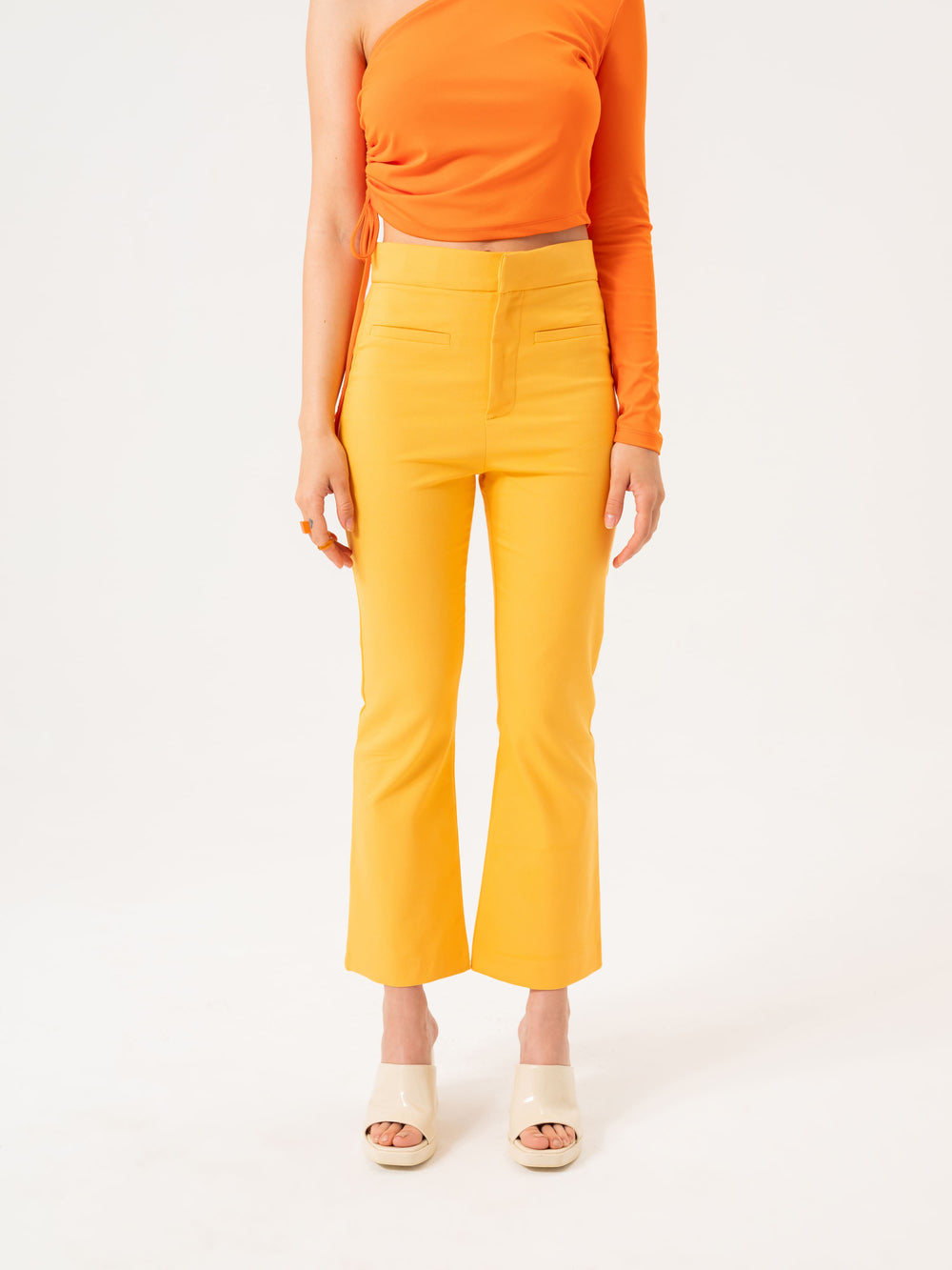 Elastic belted pants - Marigold