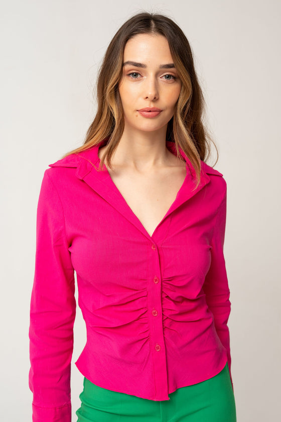 Shirred Fit Shirt Fuchsia