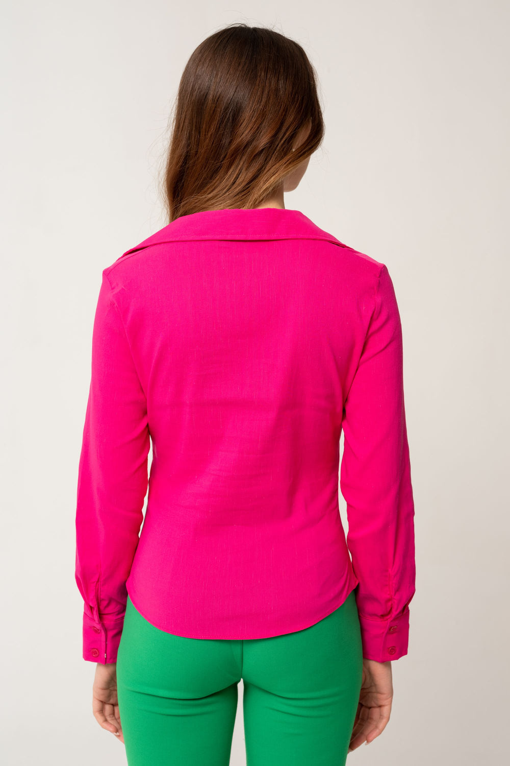 Chemise plissée fuchsia