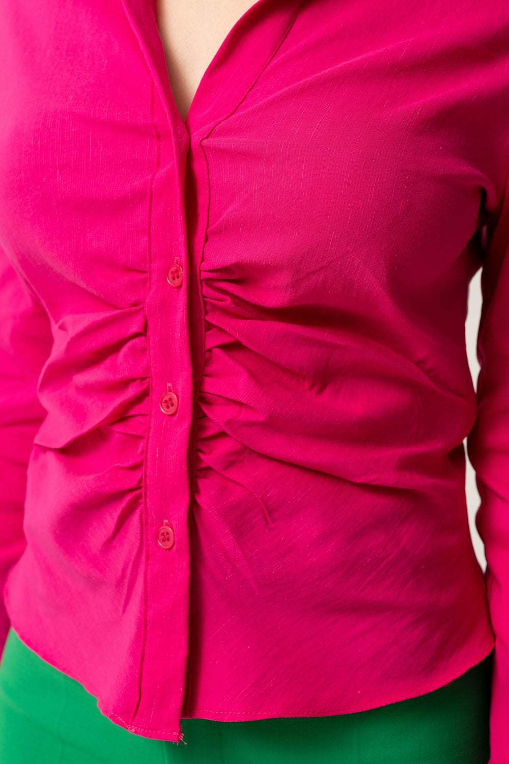 Shirred Fit Shirt Fuchsia