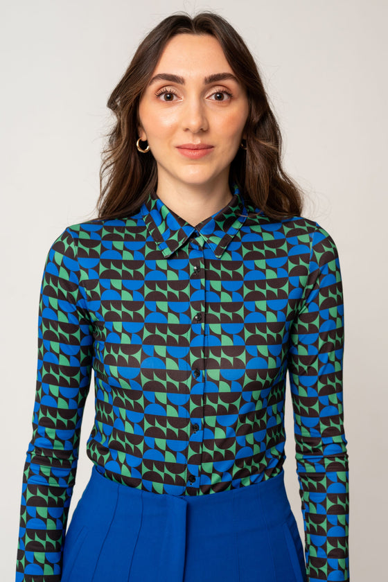 Patterned Micro Shirt Blue Mix