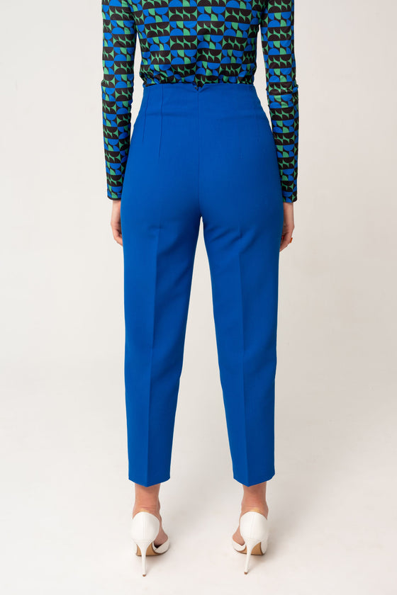 Blauwe broek met platte voorkant