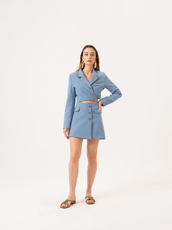 Knotted jacket skirt costume - BLUE