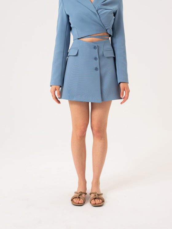 Knotted jacket skirt costume - BLUE