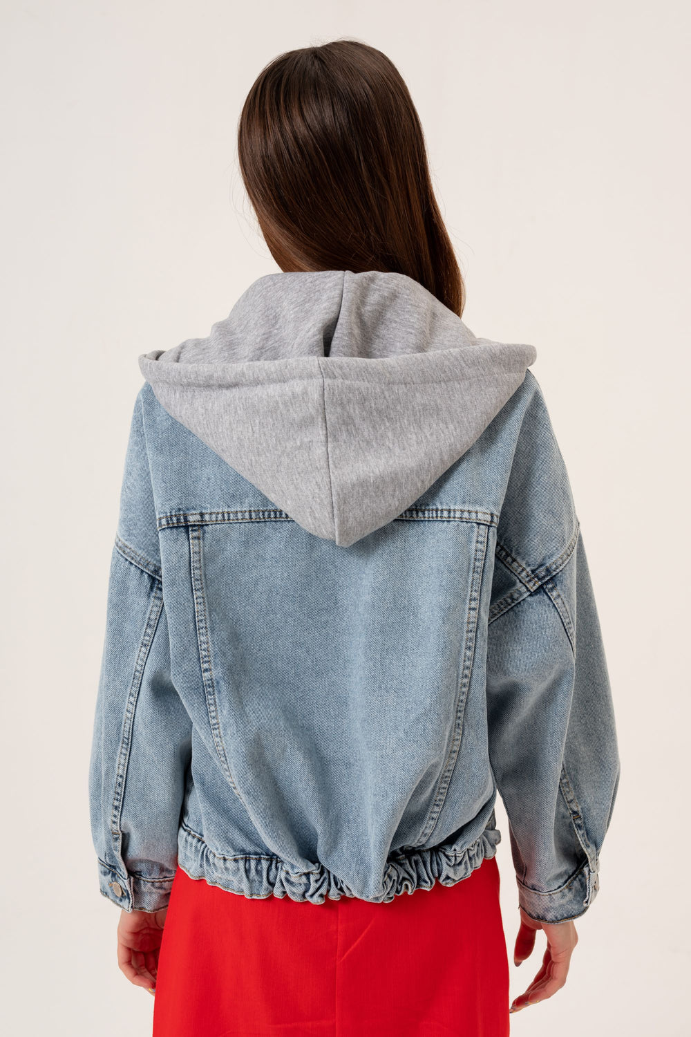 HOODED OVERSIZED DENIM JACKET