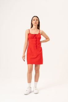  BALEEN DETAILED MINI DRESS - RED