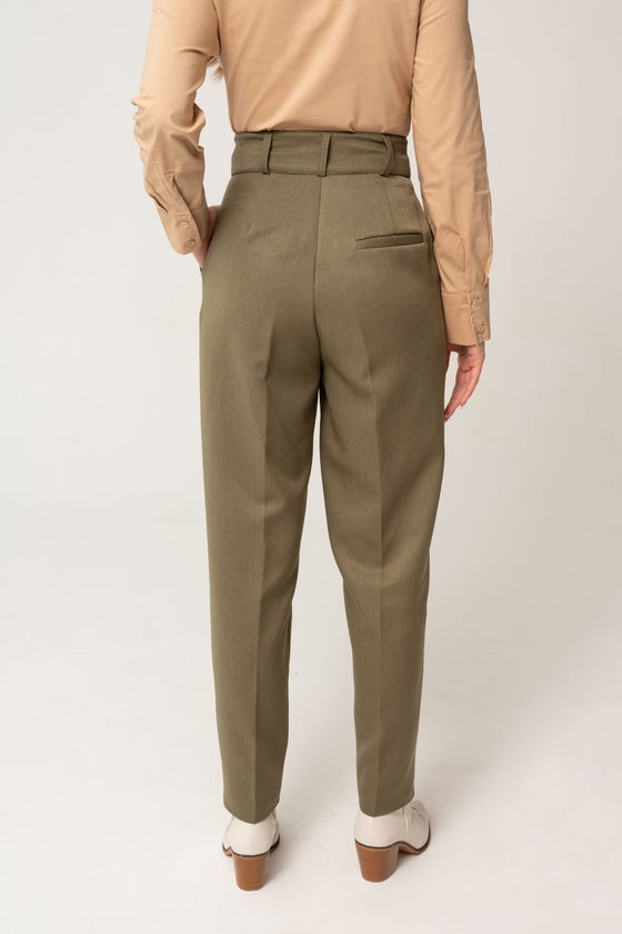 High Waist Carrot Pants Khaki