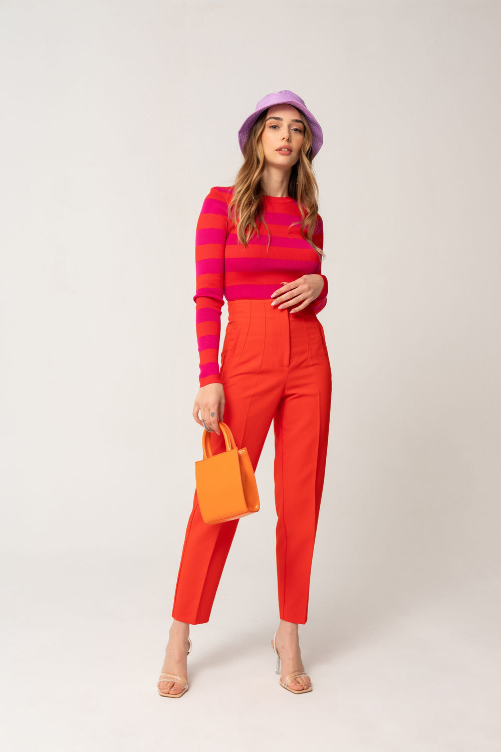 Oranje broek met platte voorkant