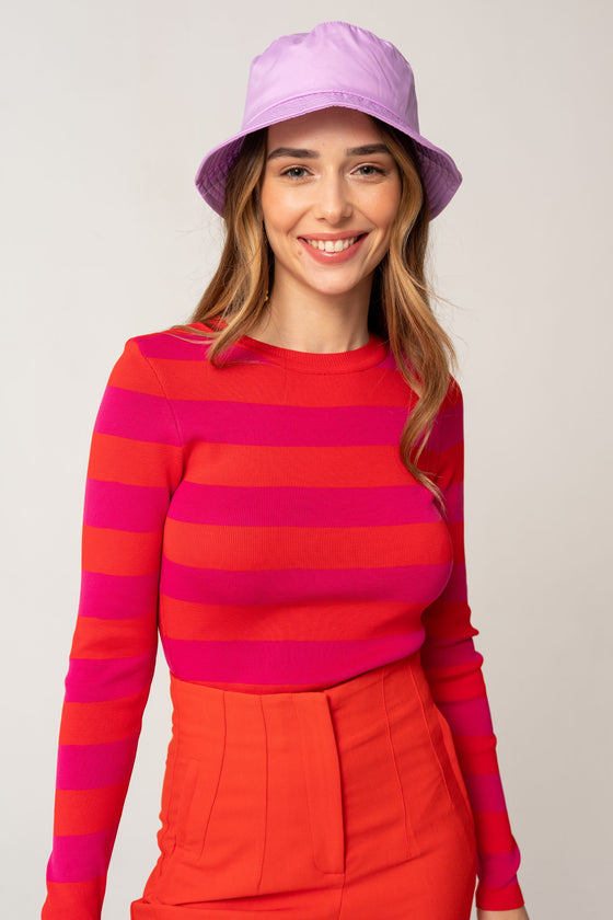 Thick Striped Bag Collar Orange Pink