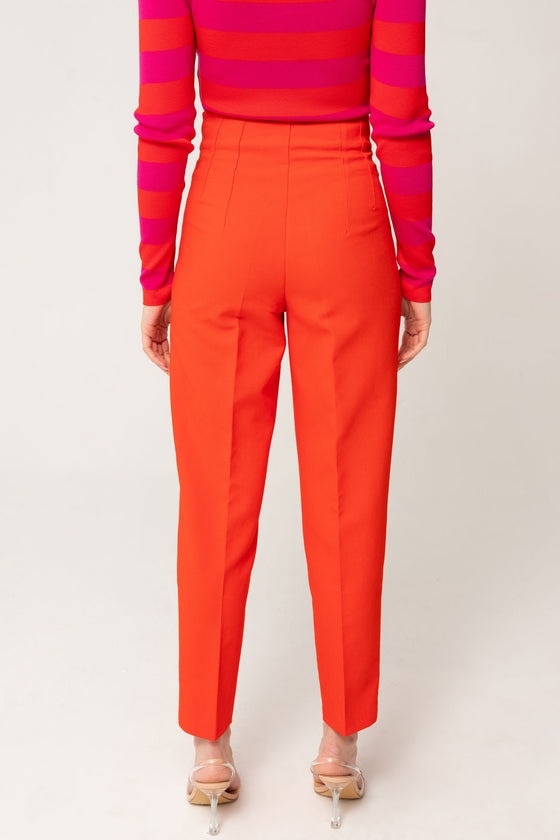 Oranje broek met platte voorkant