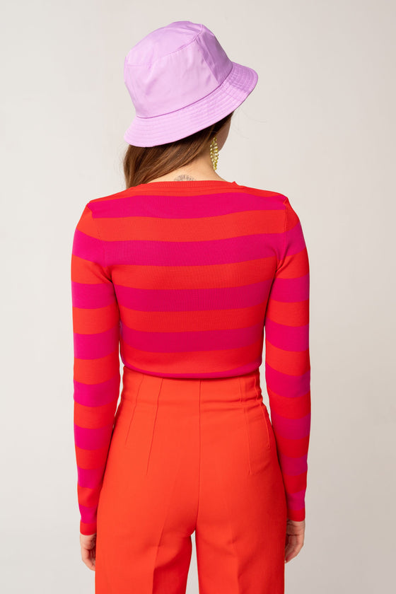 Thick Striped Bag Collar Orange Pink