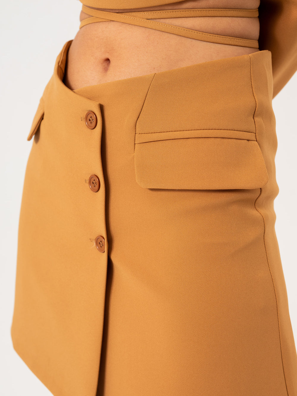 Knotted Jacket Skirt Costume - Tan