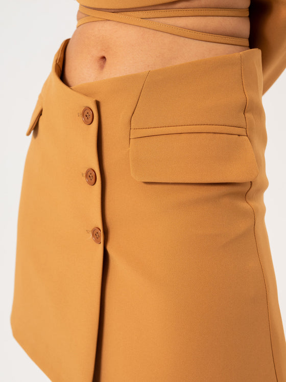 Knotted Jacket Skirt Costume - Tan