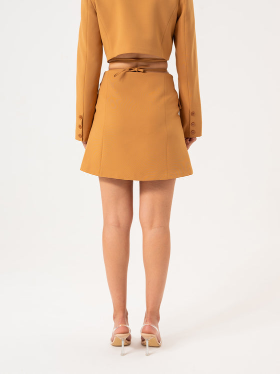 Knotted Jacket Skirt Costume - Tan