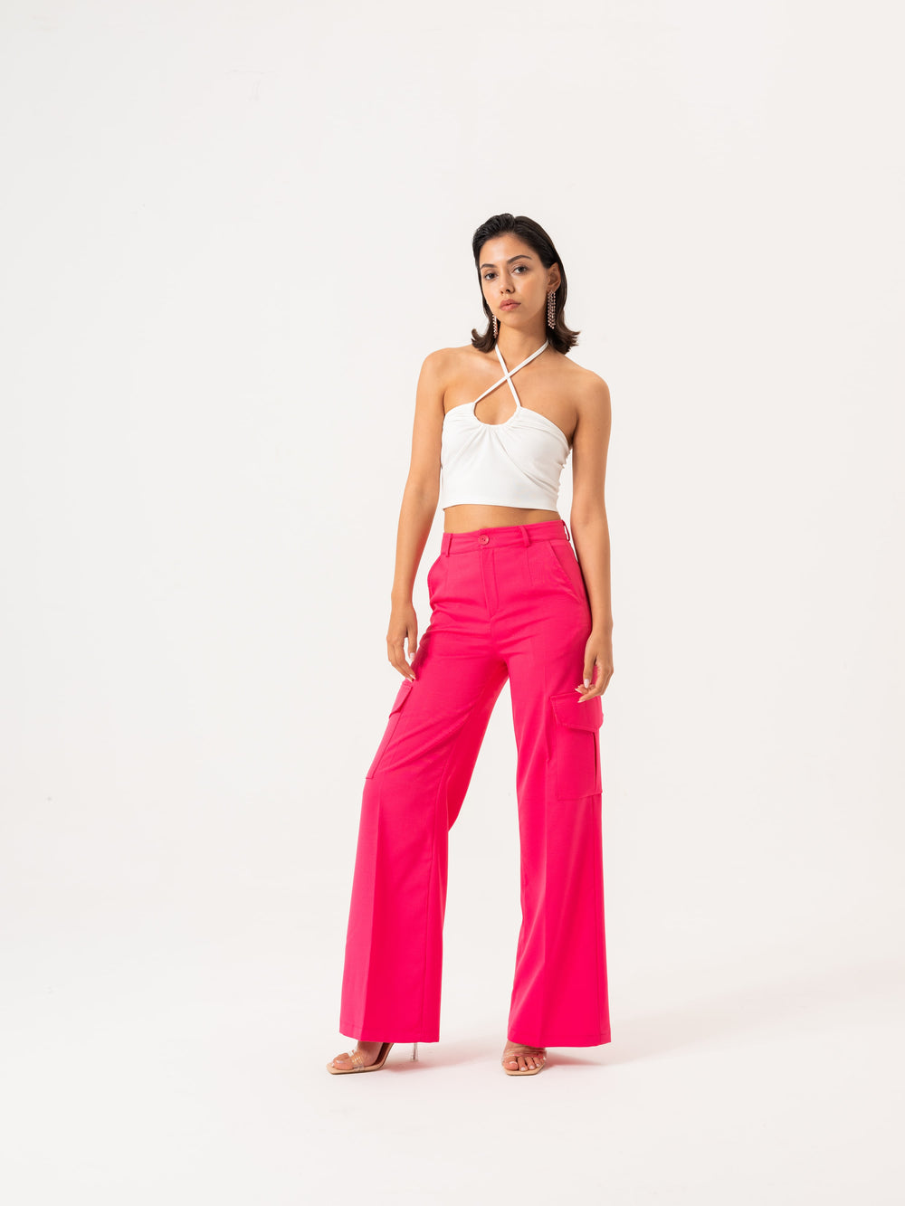 Cargo palazzo pantalon - Fuchsia