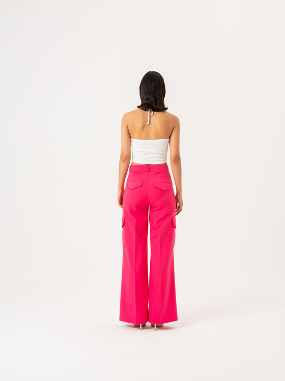 Cargo palazzo pants - Fuchsia