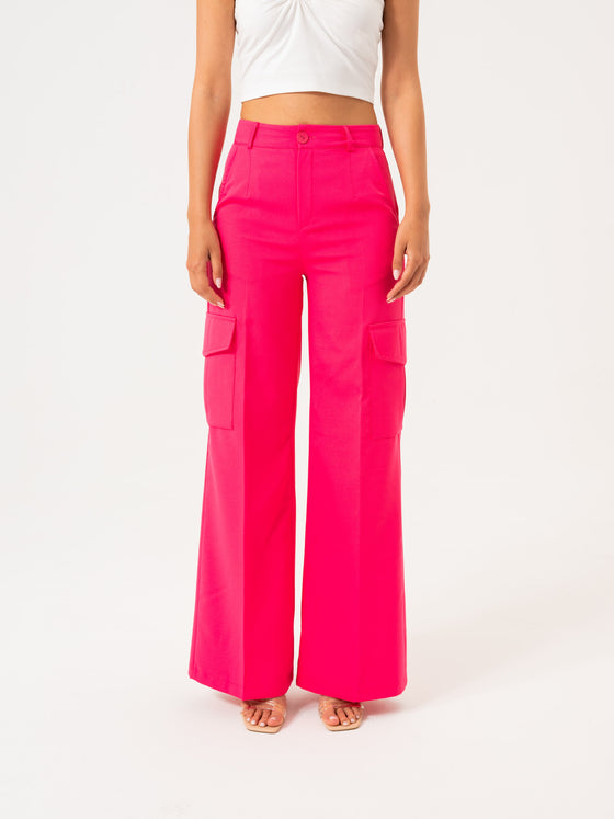 Cargo palazzo pantalon - Fuchsia