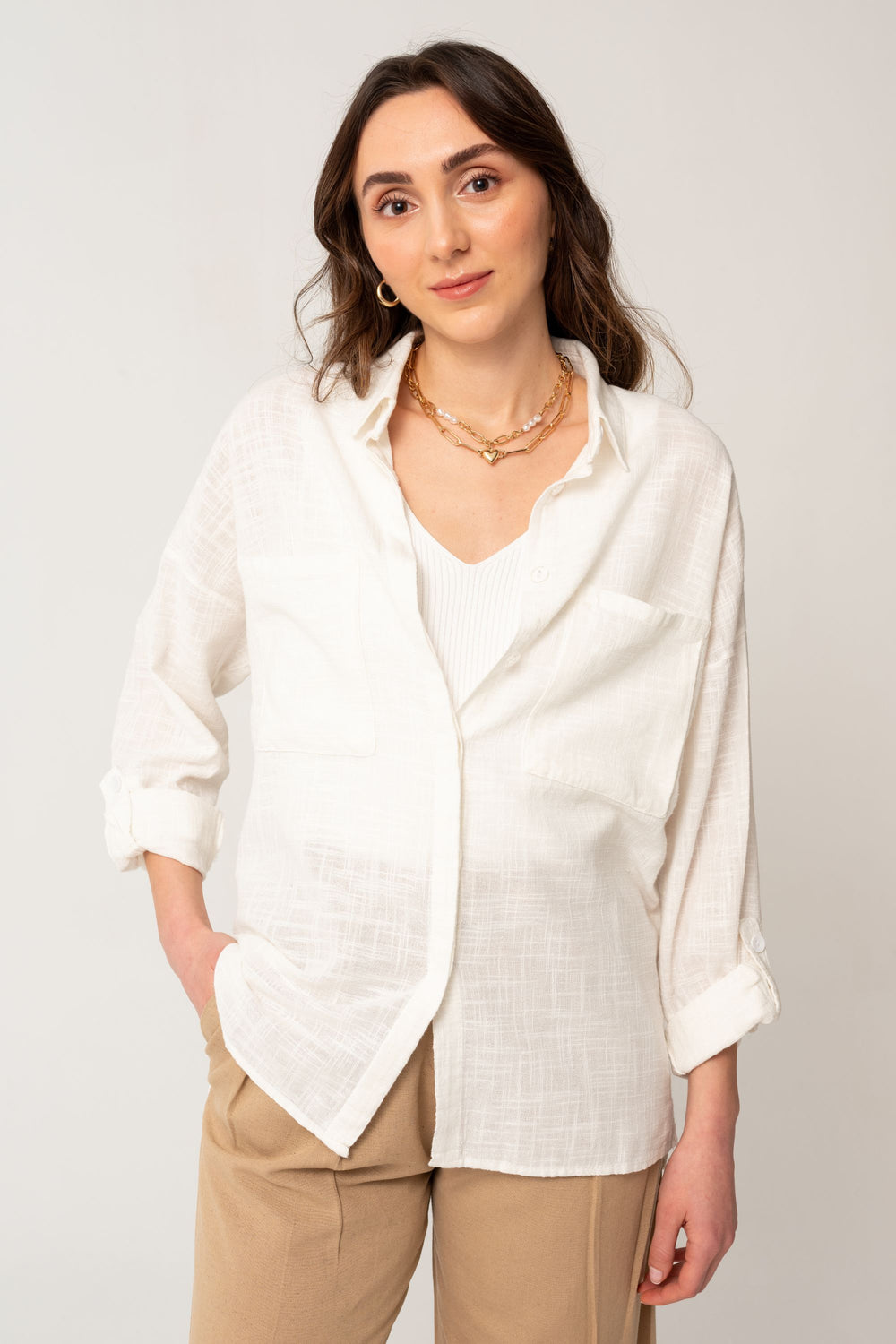 Button Front Shirt With Pockets