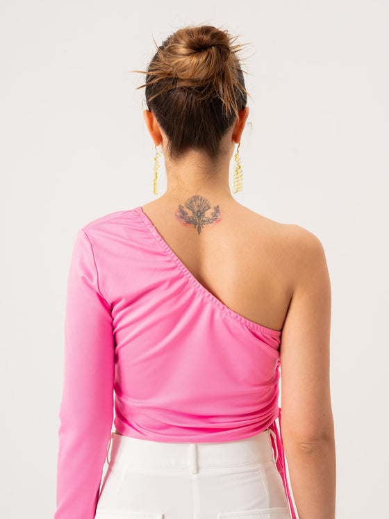 One Shoulder Blouse - Pink